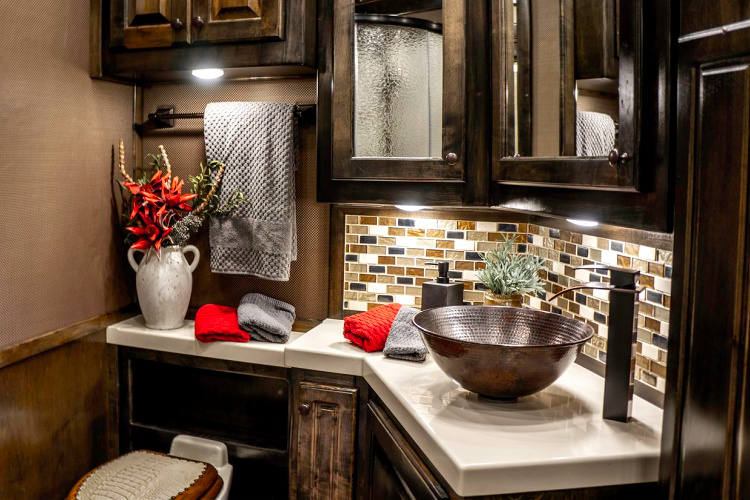 Copper vessel bathroom sink installation